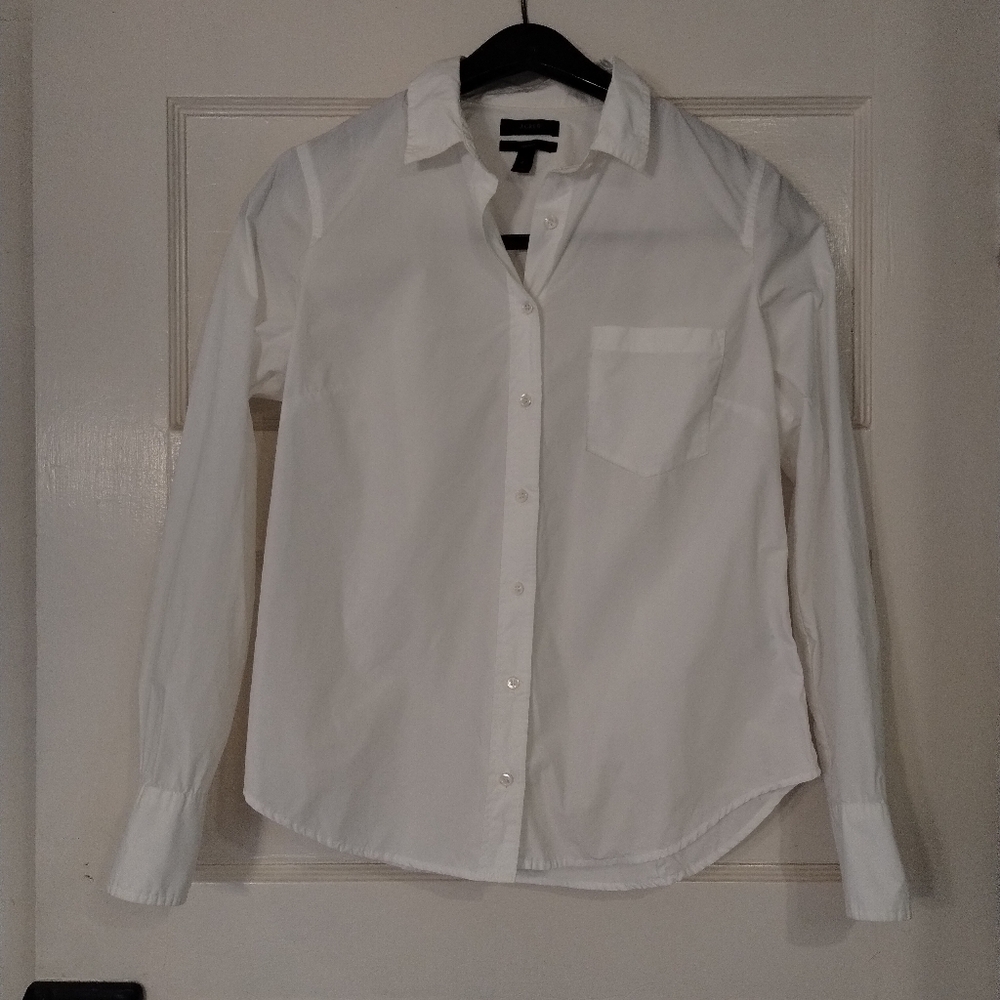 J Crew classic white button-up shirt
